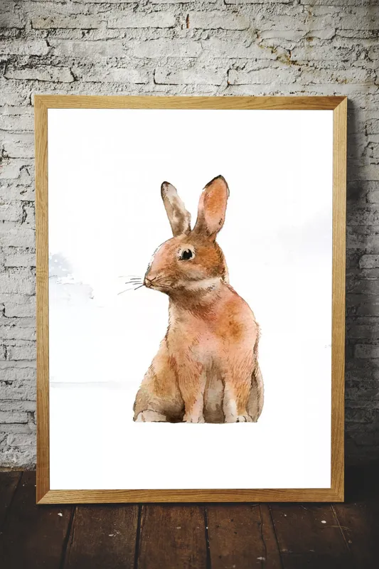 Постер «Зима - Заяц на снегу» на стене в офисе