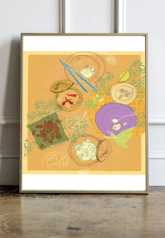 Постер «Ингредиенты для Том Яма» на стене в офисе