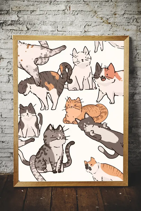 Постер «Кошки - Многообразие котиков» на стене в офисе