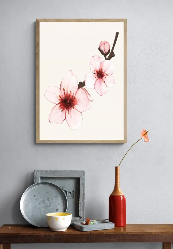 Постер «Весна - Розовый цвет» на стене в офисе