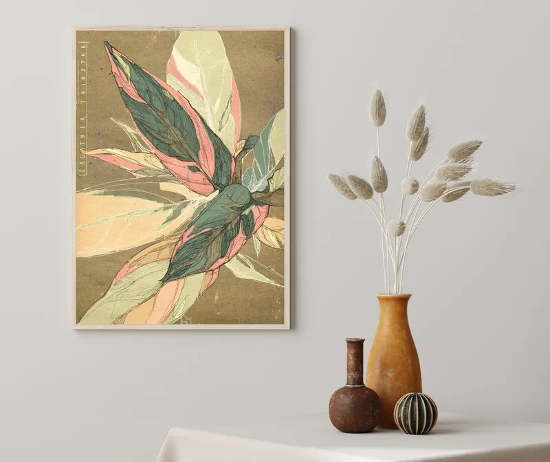 Постер «Листы Калатеи» на стене в офисе