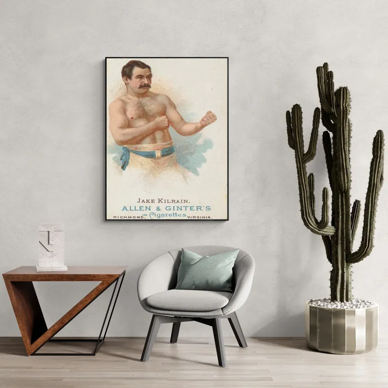 Постер «Джейк Килрейн» над диваном в гостиной