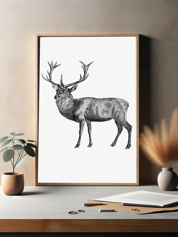 Постер «Олени - Благородный олень» на стене в офисе