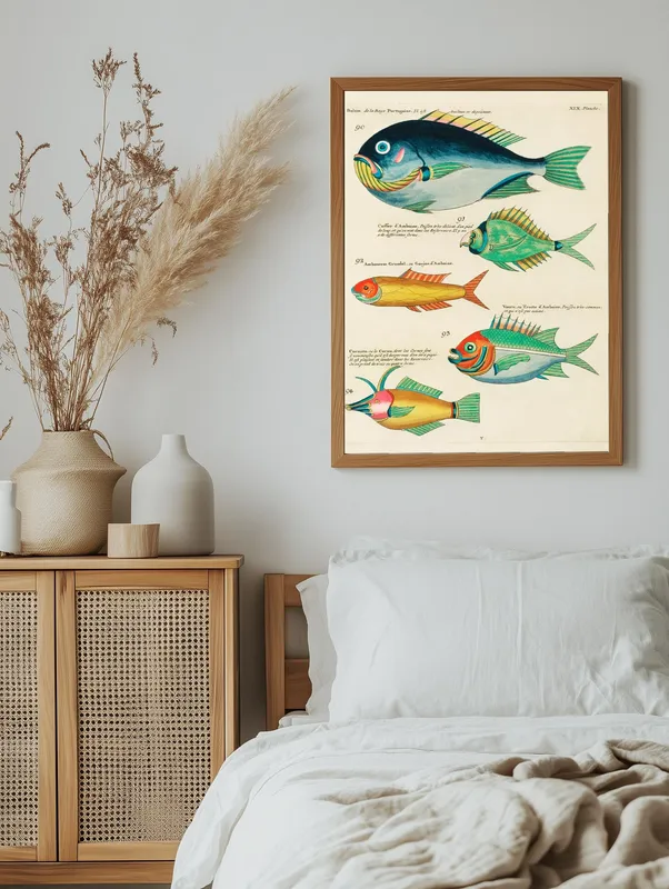 Постер «Рыбы - Разновидность морских рыб» на стене в офисе