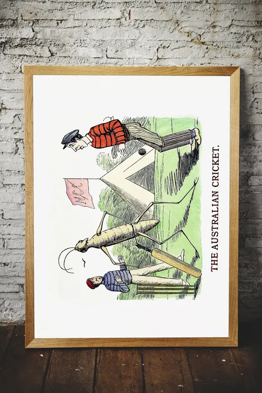 Постер «Австралийский крикет» над диваном в гостиной