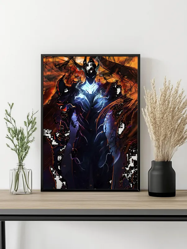 Постер «Поднятие уровня в одиночку. Игрис, Теневой Солдат» на стене в офисе
