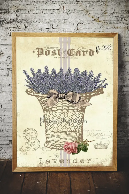 Постер «Цветы и растения - Лаванда в корзине» на стене в офисе