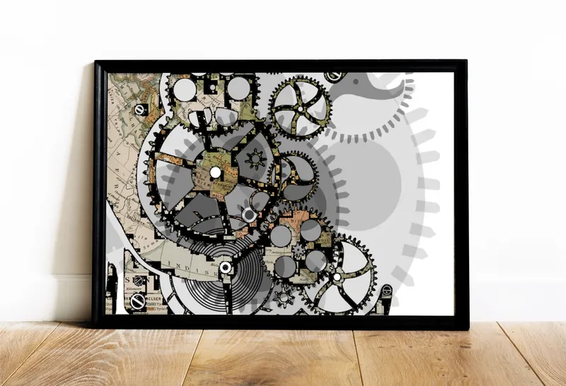 Постер «Часовой механизм» на стене в офисе