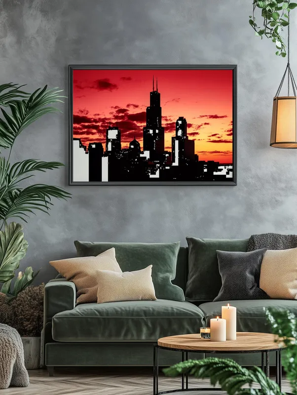 Постер «Чикаго» на стене в офисе