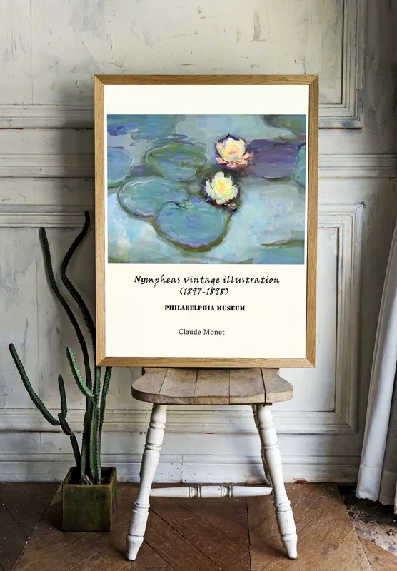Постер «Клод Моне - Нимфеи» на стене в офисе