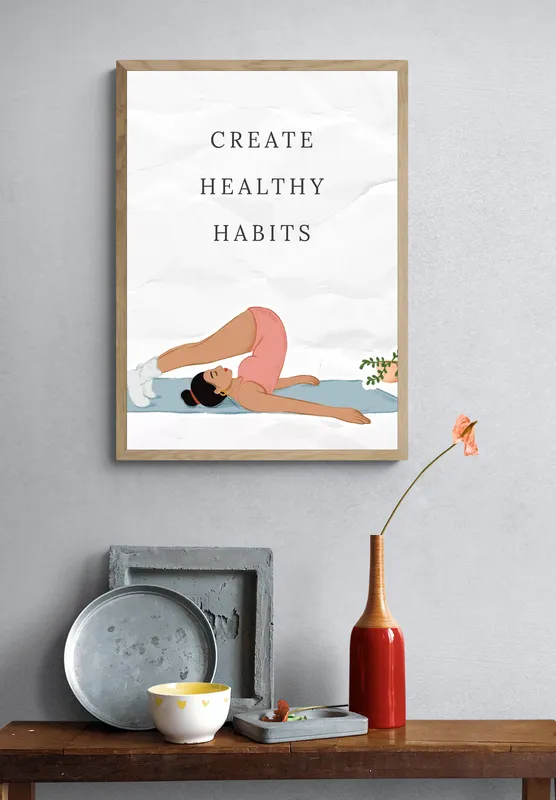 Постер «Элементы гимнастики» на стене в офисе