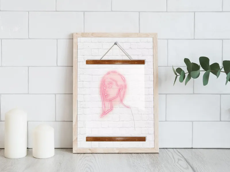 Постер «Прозрачный постер - Портрет девушки» на стене в офисе