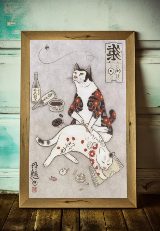 Постер «Японский массаж» на стене в офисе