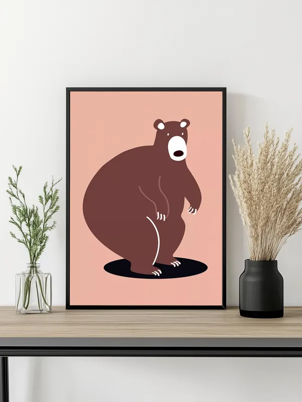 Постер «Забавный мишка» на стене в офисе