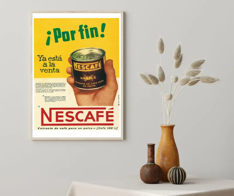 Постер «Рекламный плакат - Кофе Nescafe» на стене в офисе