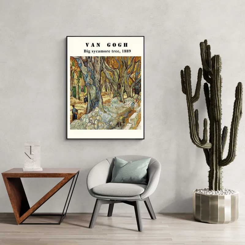 Постер «Ван Гог - Большой платан» на стене в офисе