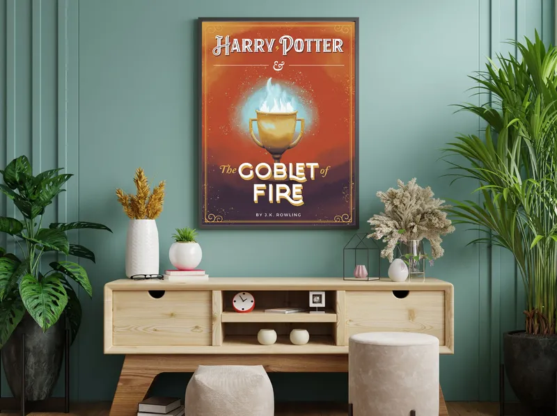 Постер «Гарри Поттер - Кубок огня» над диваном в гостиной