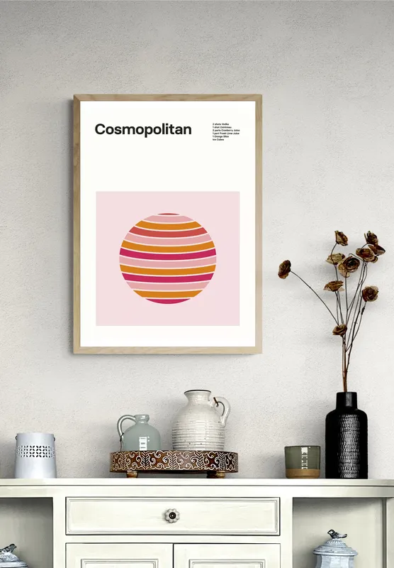 Постер «Коктейли - Космополитен» на стене в офисе