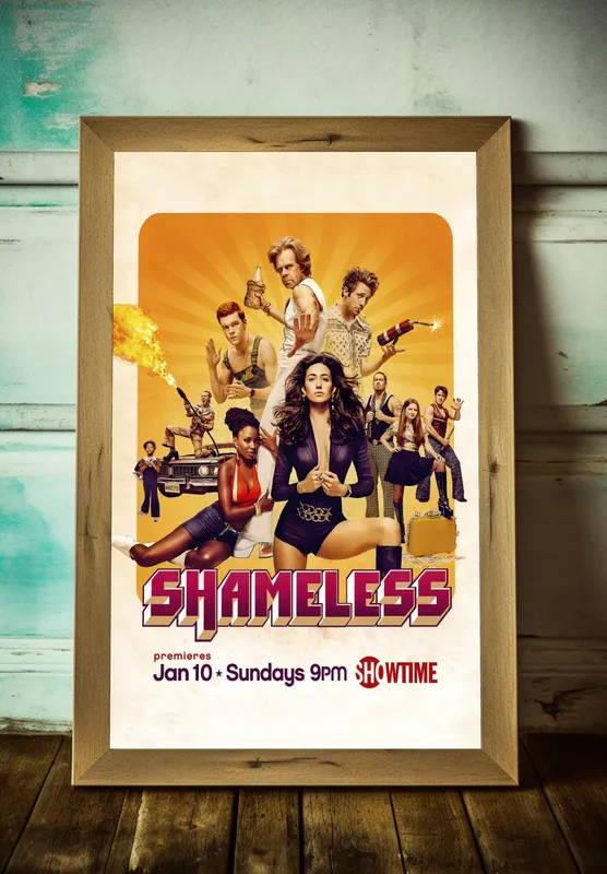 Постер «Бесстыжие. Герои вместе» на стене в офисе