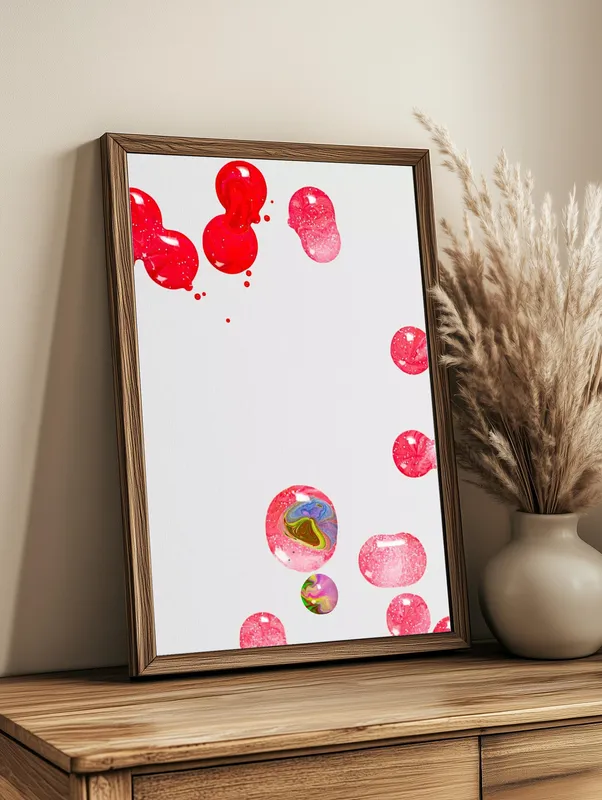Постер «Малиновые капельки» на стене в офисе