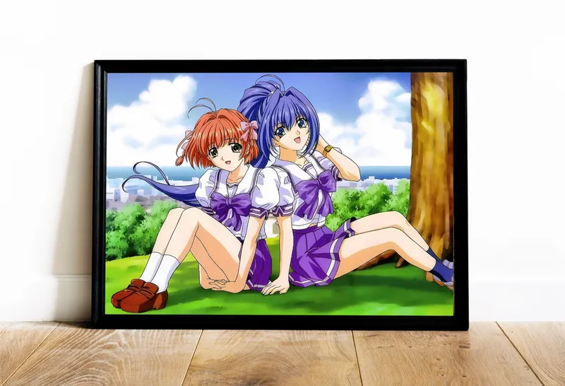 Постер «Беспокойные сердца. Харука и Мицуки» над диваном в гостиной