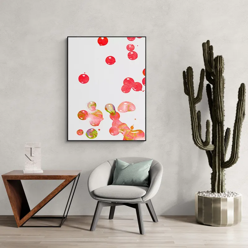 Постер «Красно-розовые крапинки» на стене в офисе