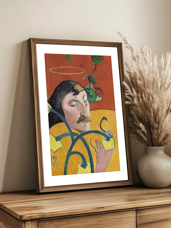 Постер «Поль Гоген - Автопортрет с нимбом» на стене в офисе