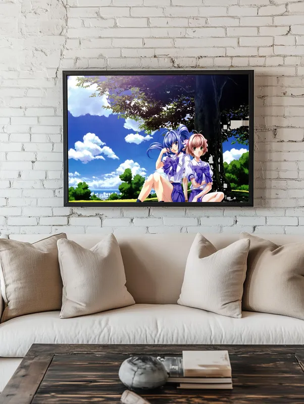 Постер «Беспокойные сердца. Задумчивые Харука и Мицуки» на стене в офисе