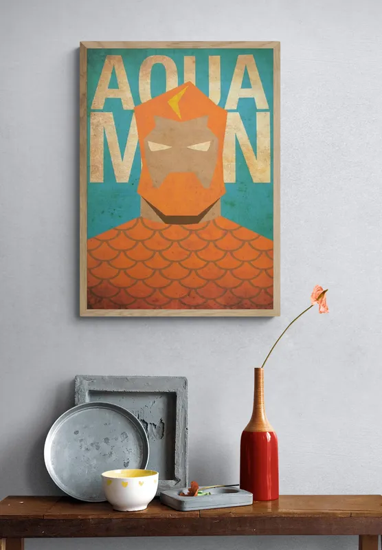 Постер «Аквамен» на стене в офисе