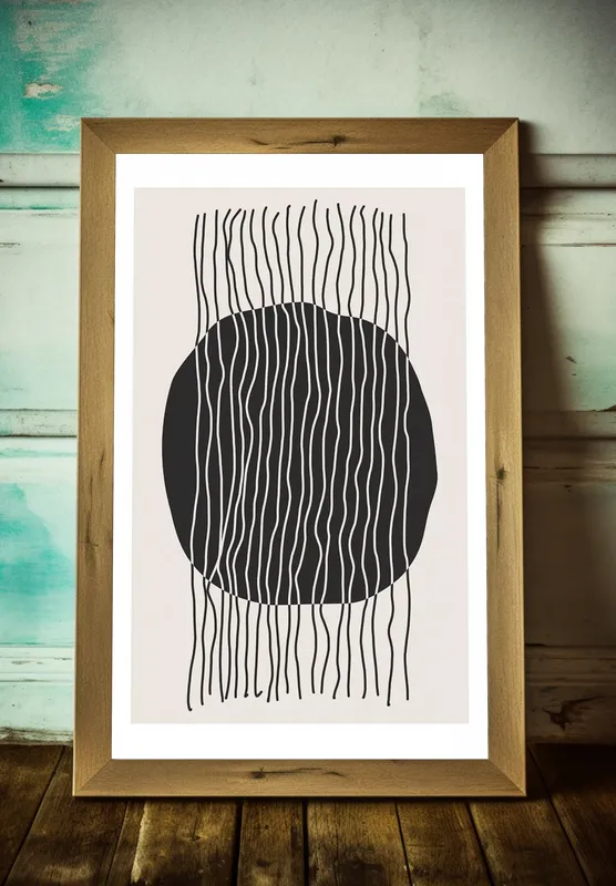 Постер «Кривые Линии» над диваном в гостиной