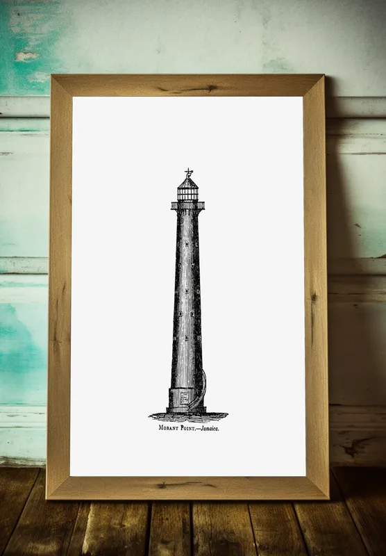 Постер «Маяки - Маяк Морант» над диваном в гостиной