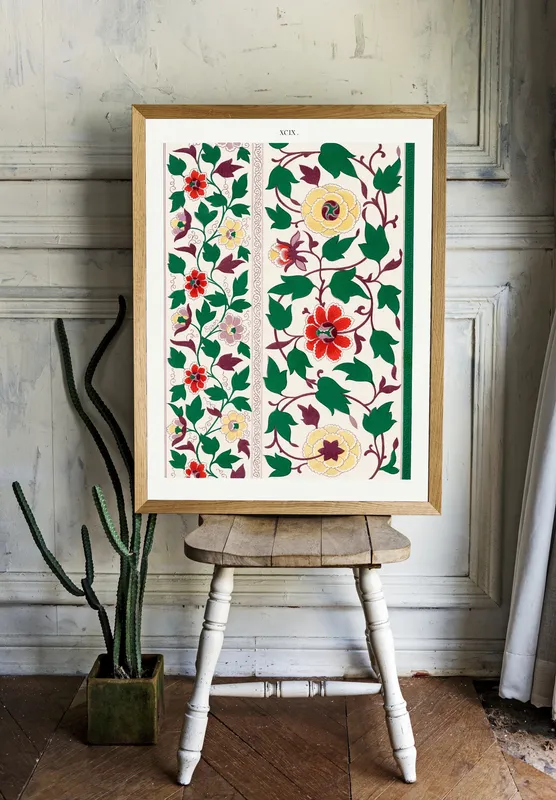 Постер «Китайский Орнамент - Желтые Соцветия» на стене в офисе