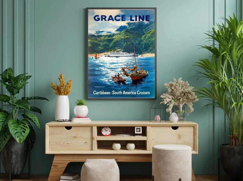Постер «Лодки - Линия благодати Caribbean South America Cruises» на стене в офисе