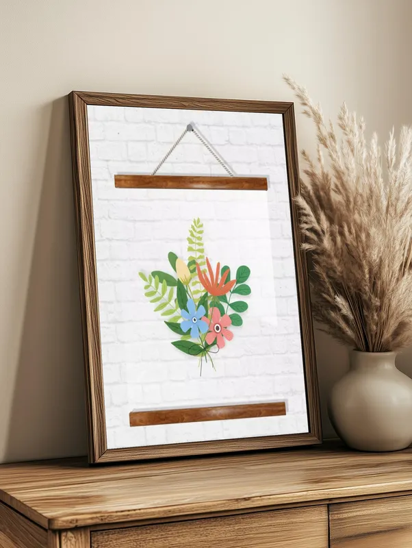 Постер «Прозрачный постер - Простой букет цветов» на стене в офисе