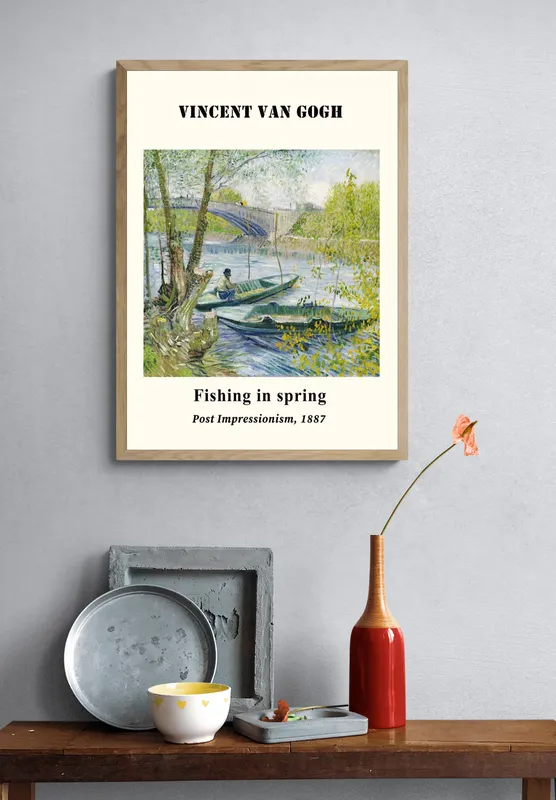 Постер «Ван Гог - Рыбалка весной» на стене в офисе