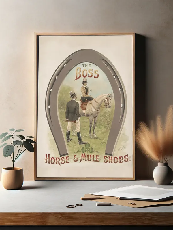 Постер «Подкова» над диваном в гостиной