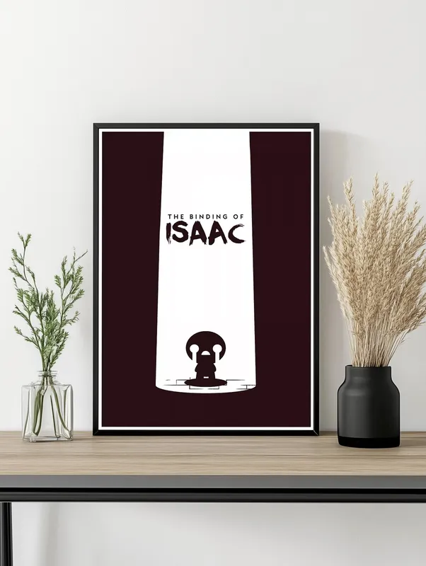 Постер «The Binding of Isaac» над диваном в гостиной