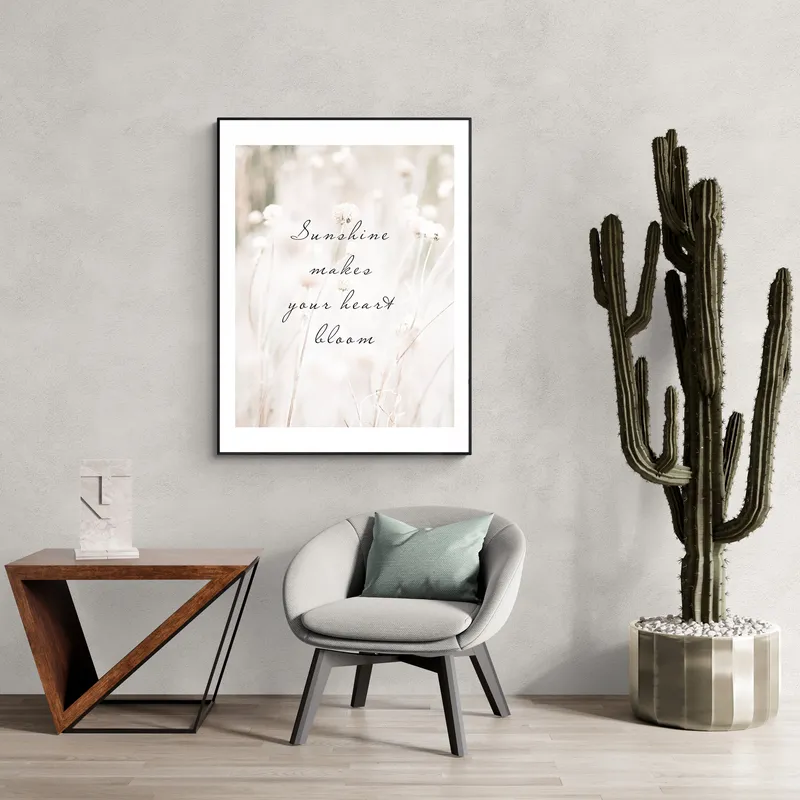 Постер «Солнечный свет заставляет твое сердце расцветать» на стене в офисе