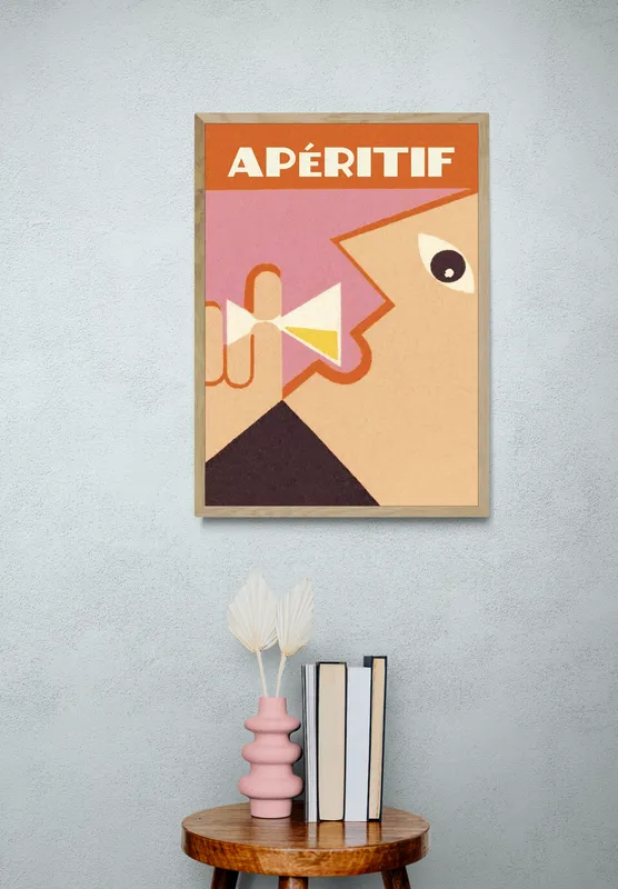 Постер «Аперитива много не бывает» на стене в офисе