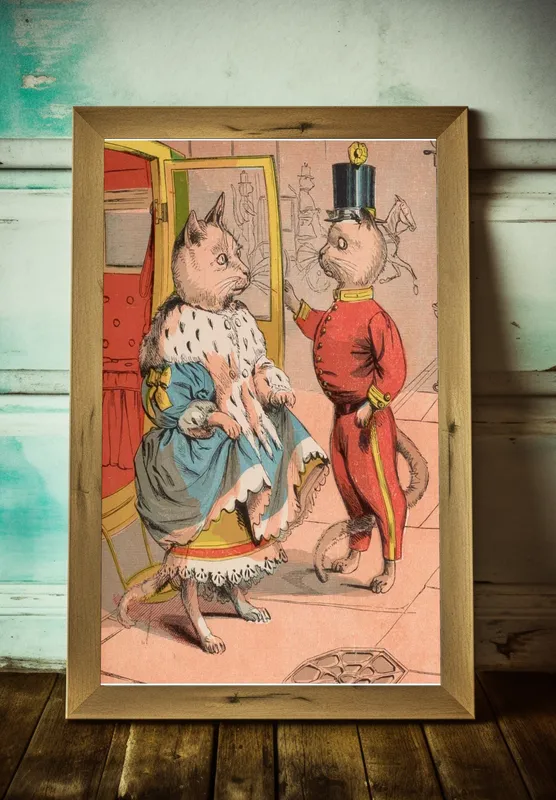 Постер «Кошки - Кошка выходит из кареты» на стене в офисе