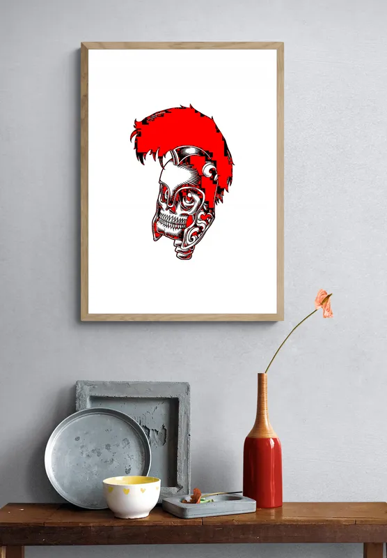 Постер «Череп Римского полководца» на стене в офисе