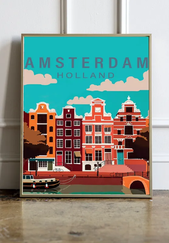 Постер «Улица Амстердама» на стене в офисе