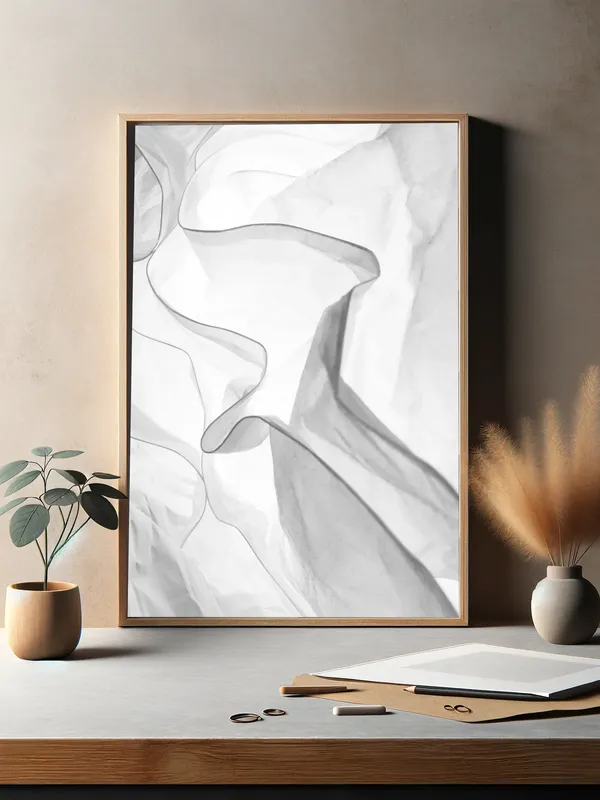 Постер «Мятая Бумага» на стене в офисе