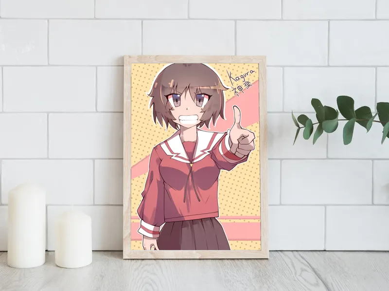 Постер «Адзуманга Дайо. Кагура» на стене в офисе