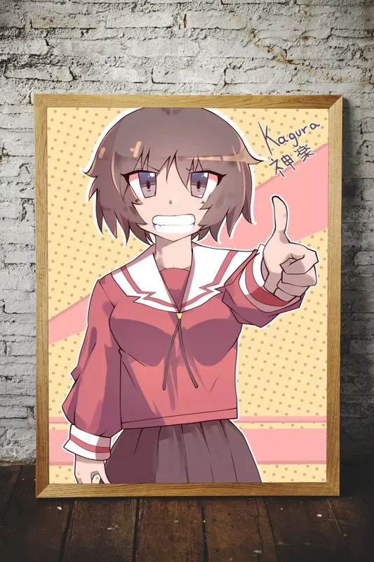 Постер «Адзуманга Дайо. Кагура» над диваном в гостиной