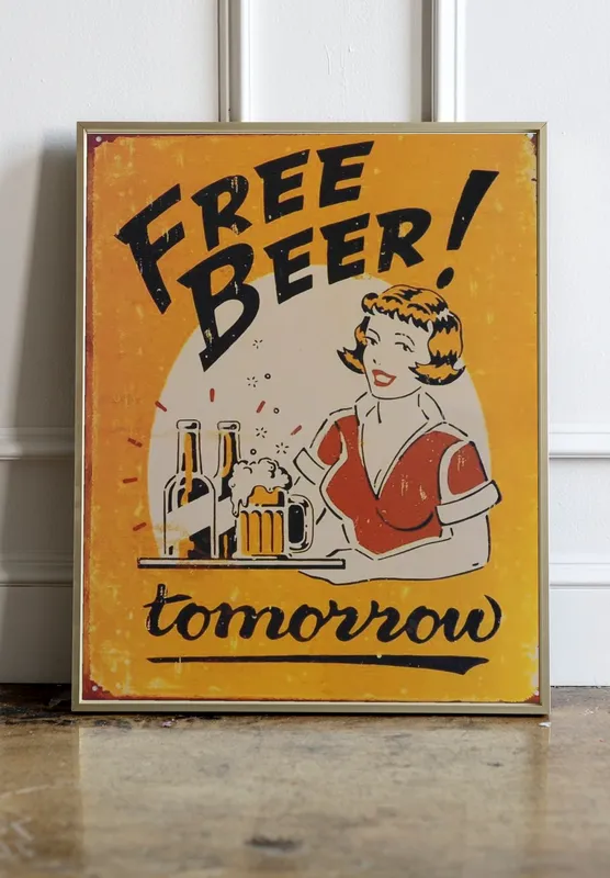 Постер «Рекламный плакат - Пиво Free Beer» на стене в офисе