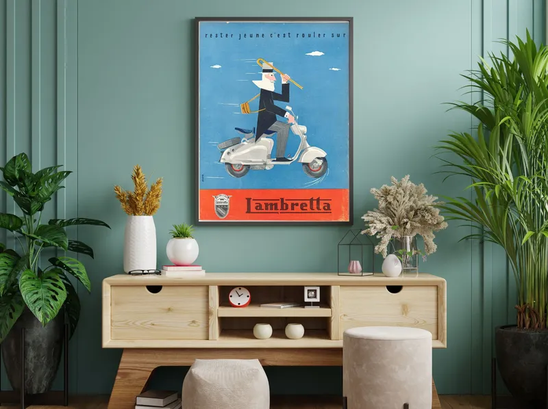 Постер «Мотоциклы - Мотоцикл Lambretta» на стене в офисе