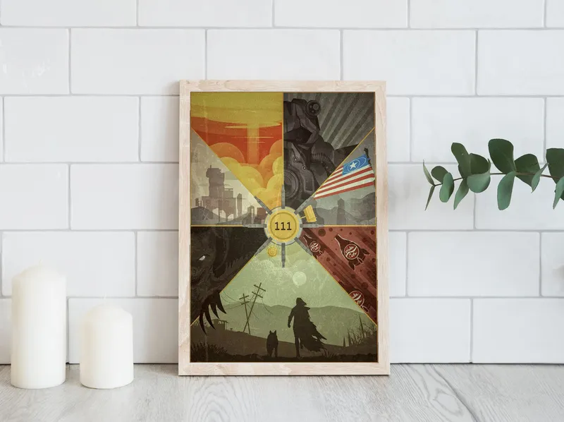 Постер «Fallout» над диваном в гостиной