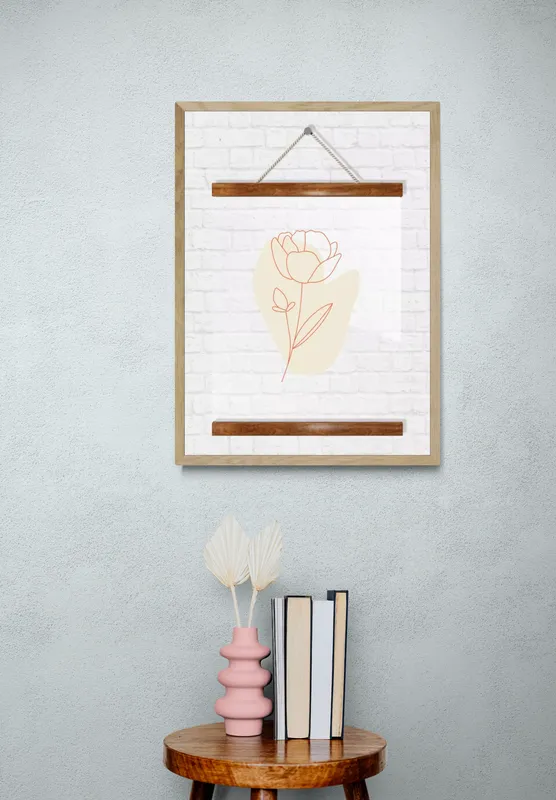 Постер «Прозрачный постер - Силуэт розы» на стене в офисе