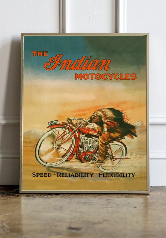 Постер «Мотоциклы - Индийский мотоцикл» на стене в офисе